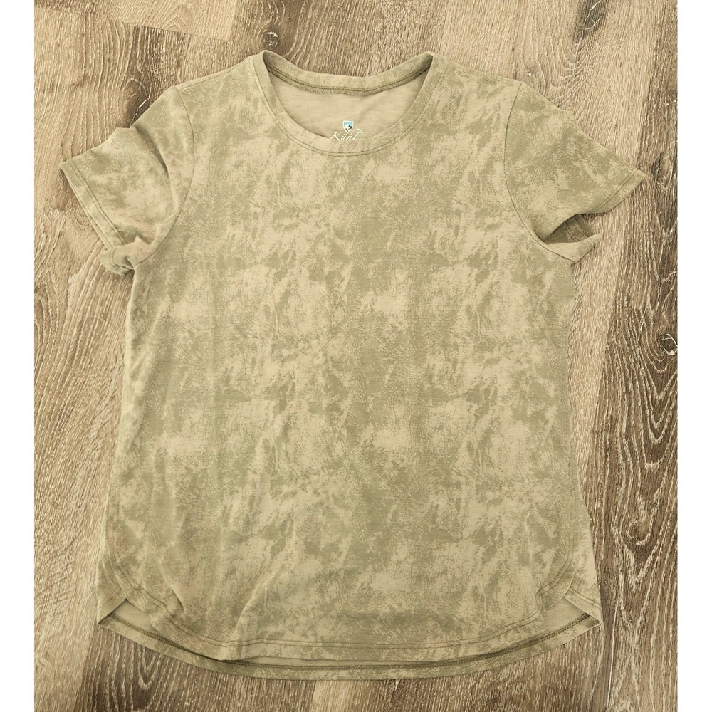 Kuhl Womens Short Sleeve Olive Green Mountain Print T-Shirt Size Medium